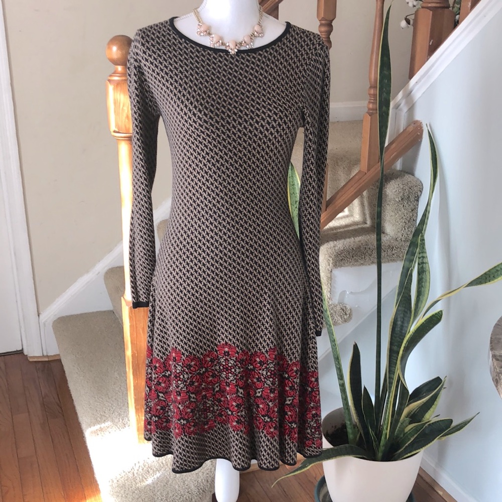 New York & Company Sweater Dress with Flower Details